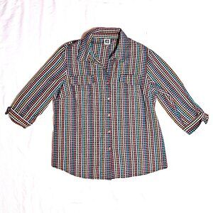 Anne Klein Multicolor Plaid Button-Up Shirt - XL